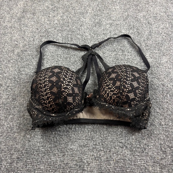 Victoria's Secret Other - VICTORIA’S SECRET Women’s Dream Angels Lined Demi Black/Tan Lace Racerback - 32C